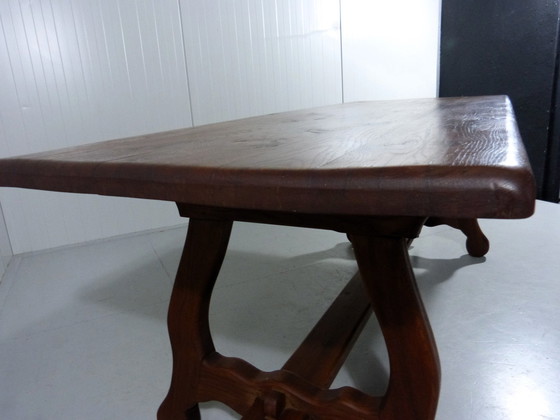 Image 1 of Rustieke Spaanse Eettafel Massief Eiken Jaren 1960