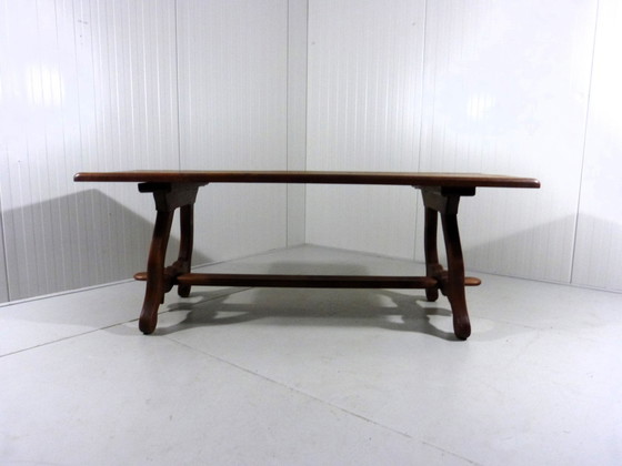 Image 1 of Rustieke Spaanse Eettafel Massief Eiken Jaren 1960