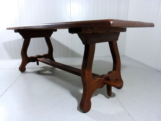 Image 1 of Rustieke Spaanse Eettafel Massief Eiken Jaren 1960