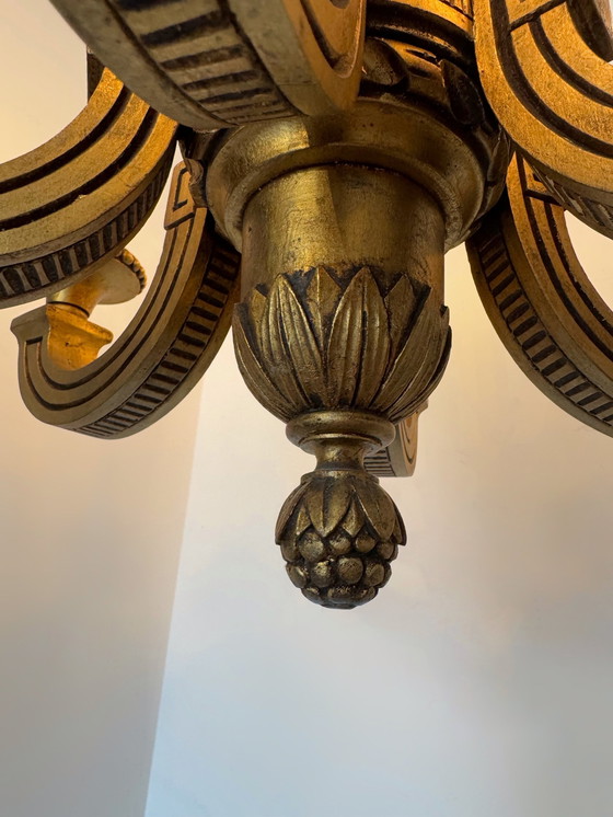 Image 1 of Kroonluchter Houtsnijwerk Verguld jaren 60