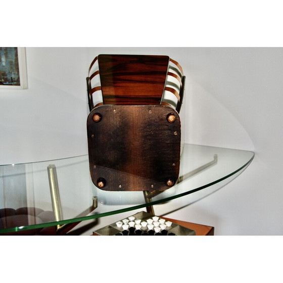 Image 1 of Vintage prullenmand van ebbenhout en Macassar messing van E J Ruhlmann, 1930