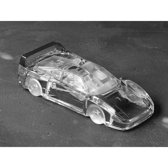 Image 1 of Vintage Ferrari F40 in kristal en roestvrij staal door Arnolfo di Cambio, Italië 1980