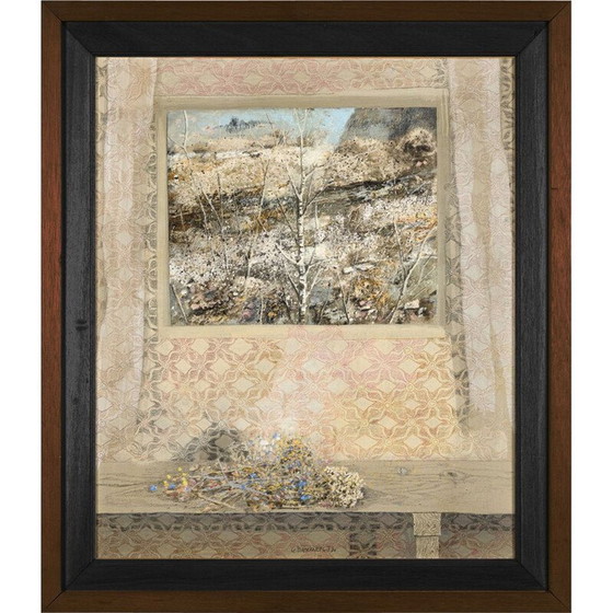 Image 1 of Olieverf op doek vintage "Fiori en finestra" door Giuseppe Banchieri, 1979