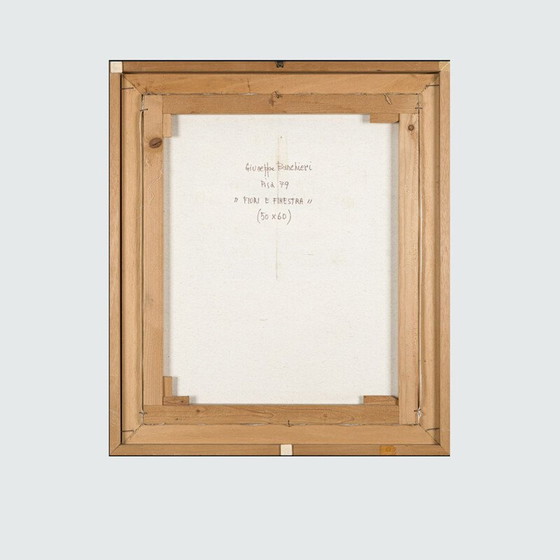 Image 1 of Olieverf op doek vintage "Fiori en finestra" door Giuseppe Banchieri, 1979