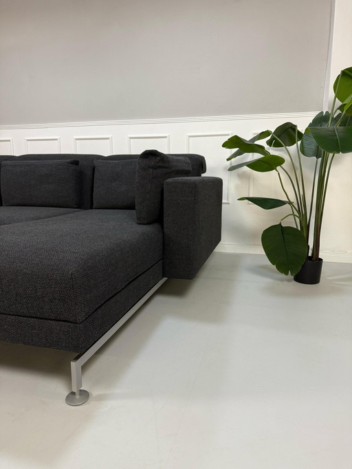 Brühl Moule Designer Sofa Slaapfunctie Hoekbank van grijze stof