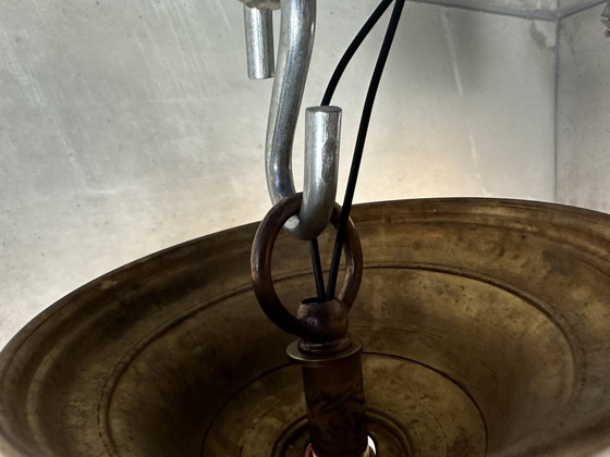 Image 1 of 4X Art Deco Klooster-/Schoollampen - Opaline En Messing