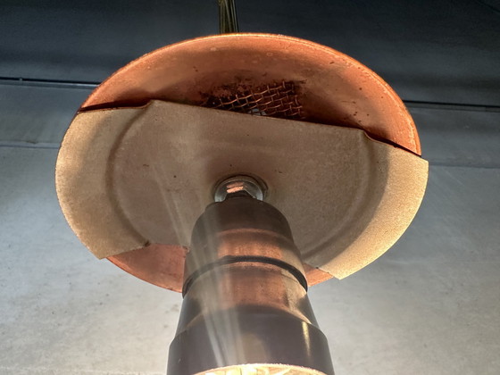 Image 1 of 4X Art Deco Klooster-/Schoollampen - Opaline En Messing