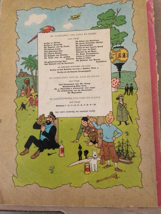 Image 1 of Gouache van Kuifje (Tintin) 60 x 60 cm op Board Geschilderd