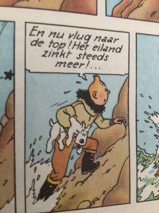 Image 1 of Gouache van Kuifje (Tintin) 60 x 60 cm op Board Geschilderd