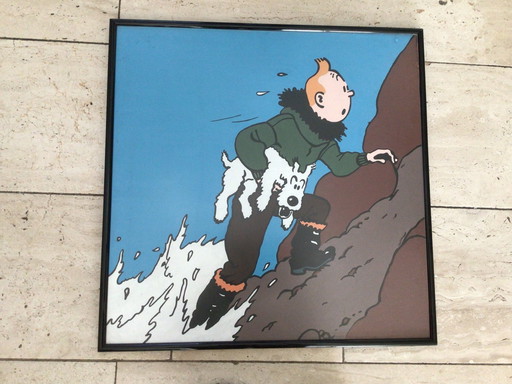 Gouache van Kuifje (Tintin) 60 x 60 cm op Board Geschilderd