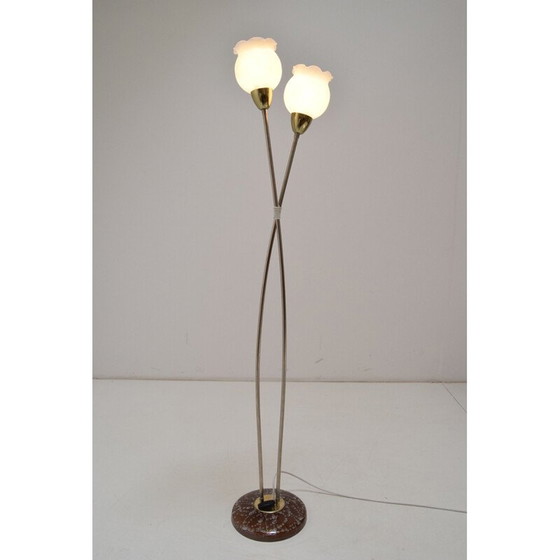 Image 1 of Vintage vloerlamp in glas, keramiek en staal van Kamenicky Senov, Tsjecho-Slowakije 1960,