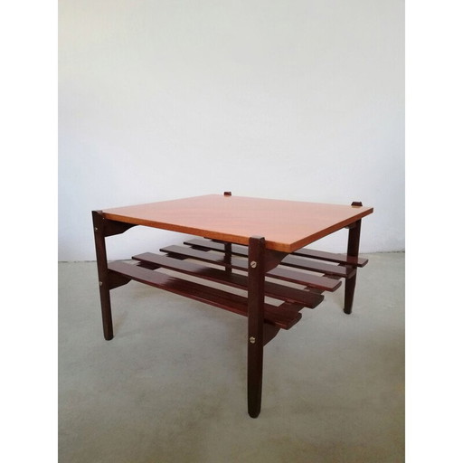 Scandinavische vintage salontafel van teak en eiken, 1960