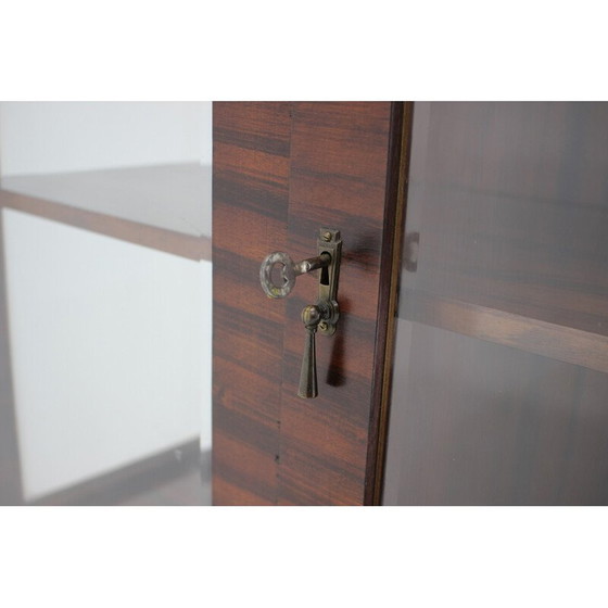 Image 1 of Vintage Art Deco vitrinekast van rozenhout en glas, Tsjecho-Slowakije jaren 1930