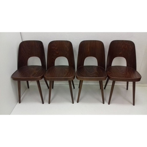 Set van 4 vintage houten stoelen van Oswald Haerdtl, jaren 1950