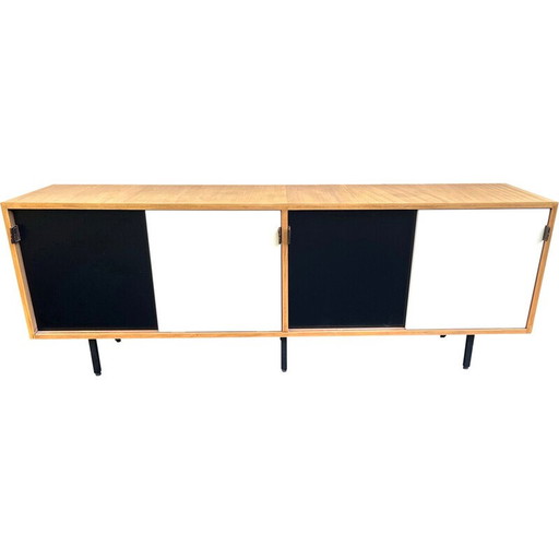 Vintage metalen en leren dressoir van Florence Knoll voor Knoll International, 1960
