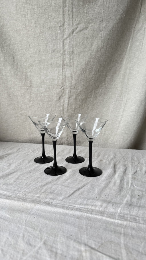 4X Martini Champagne Glas, Zwart