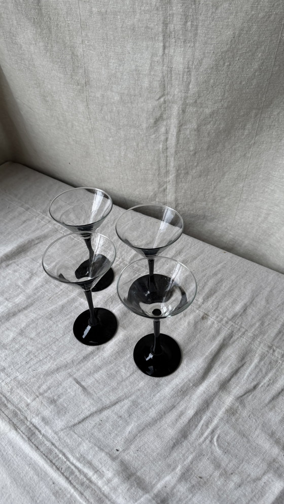 Image 1 of 4X Martini Champagne Glas, Zwart