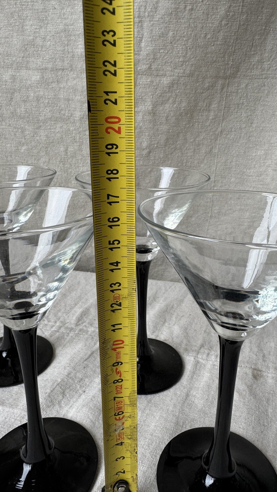 Image 1 of 4X Martini Champagne Glas, Zwart