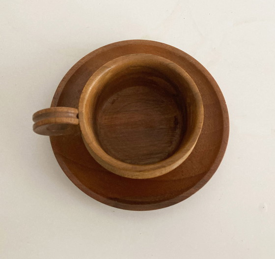 Image 1 of Vintage houten bekerset uit 1970