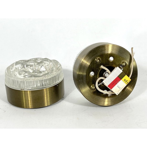 Image 1 of Paar vintage wandlampen in glas en aluminium model "Caserta" van Stilux Milano, Italië 1960