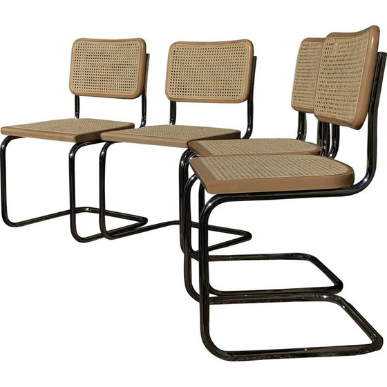 Image 1 of Set van 4 vintage b32 cesca beukenhouten stoelen van Marcel Breuer, Italië