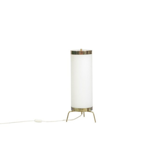 Image 1 of Vintage lamp in wit opaline en verguld messing, Italië 1970