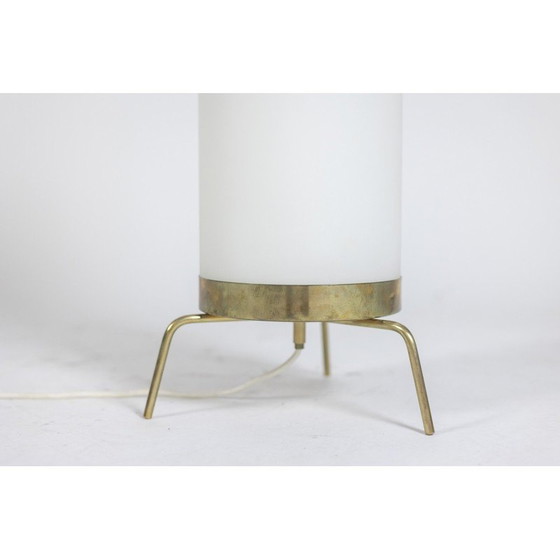 Image 1 of Vintage lamp in wit opaline en verguld messing, Italië 1970