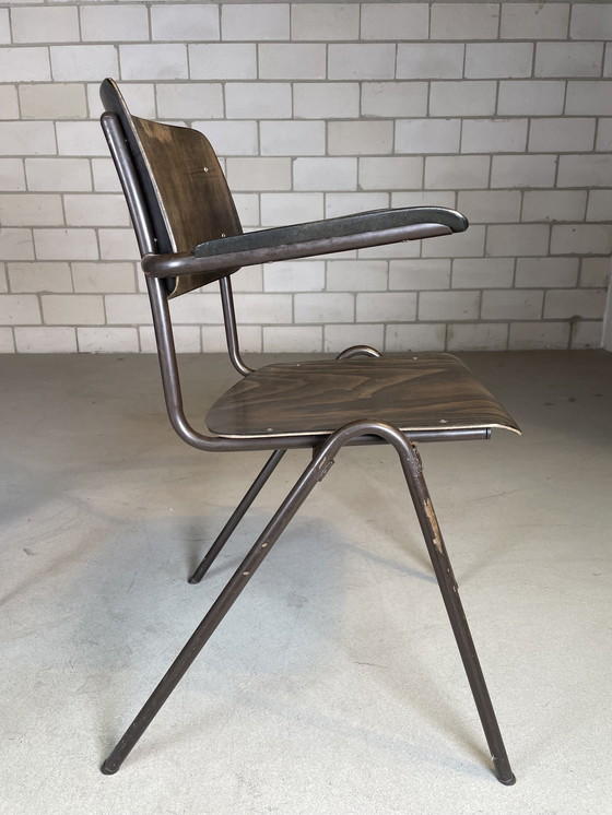 Image 1 of 9X Diverse Vintage Industriële Schoolstoelen