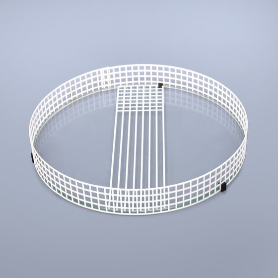 Image 1 of Vintage dienblad van glas, geperforeerd metaal en zwart plastic, jaren 1970