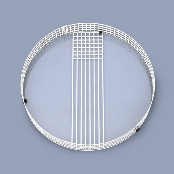 Image 1 of Vintage dienblad van glas, geperforeerd metaal en zwart plastic, jaren 1970