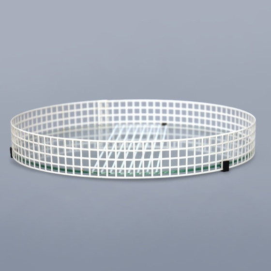 Image 1 of Vintage dienblad van glas, geperforeerd metaal en zwart plastic, jaren 1970