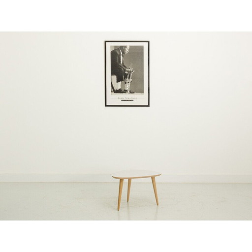 Vintage grijze salontafel met massief eiken poten, Frankrijk