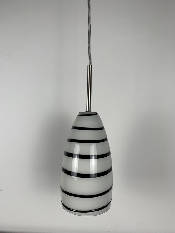 Image 1 of  Zwart Wit Murano Glas Hanglamp