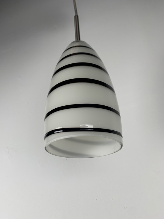 Image 1 of  Zwart Wit Murano Glas Hanglamp