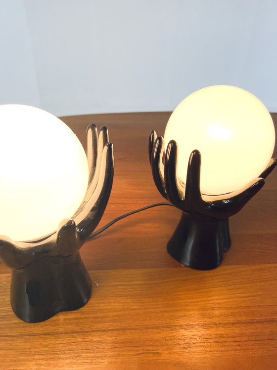 Image 1 of 2X Keramieken Globelamp ‘80