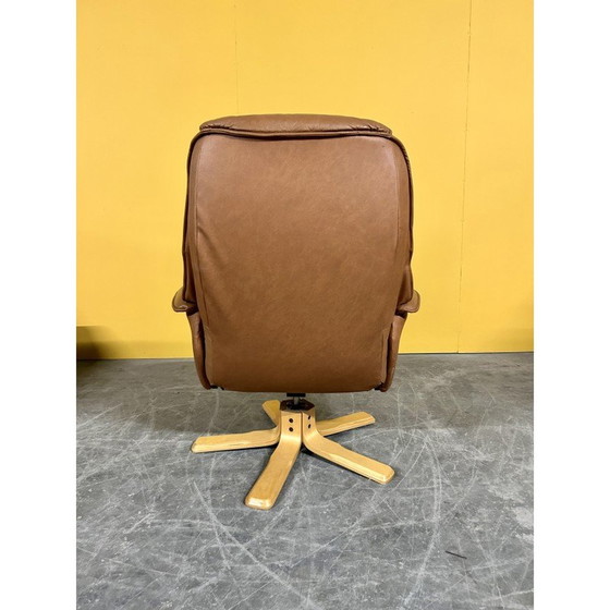Image 1 of Deense vintage draaifauteuil in cognac leer, jaren 1970