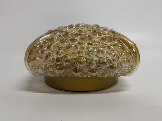 Image 1 of Vintage Mid Century Plafondlamp Helena Tynell Olieglans Goudkleur ‘Bubbles’