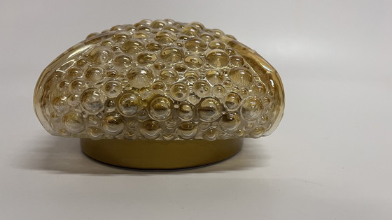 Image 1 of Vintage Mid Century Plafondlamp Helena Tynell Olieglans Goudkleur ‘Bubbles’