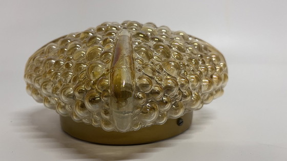 Image 1 of Vintage Mid Century Plafondlamp Helena Tynell Olieglans Goudkleur ‘Bubbles’