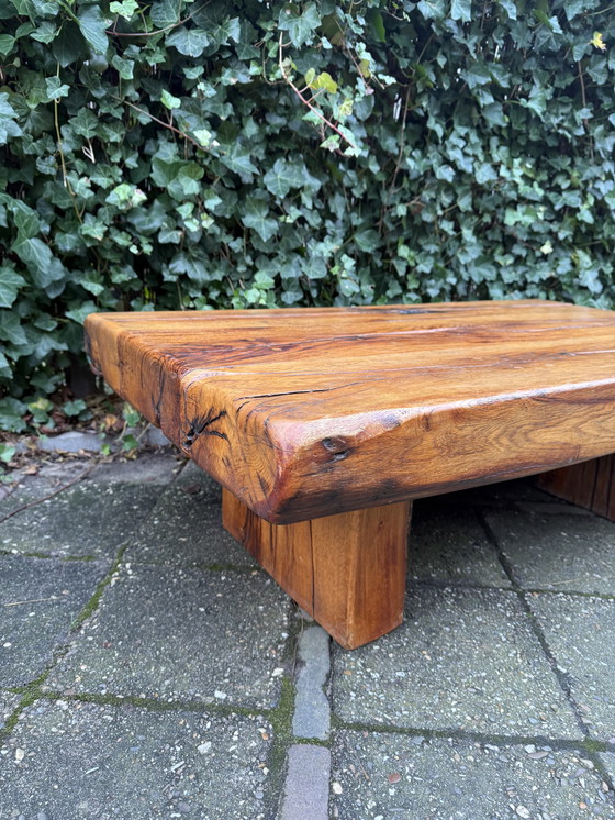 Image 1 of Brutalistische Wabi-Sabi Massief Eiken Salontafel