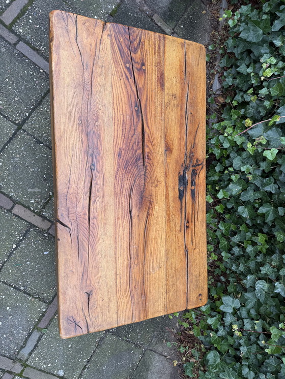 Image 1 of Brutalistische Wabi-Sabi Massief Eiken Salontafel