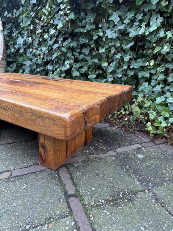Image 1 of Brutalistische Wabi-Sabi Massief Eiken Salontafel
