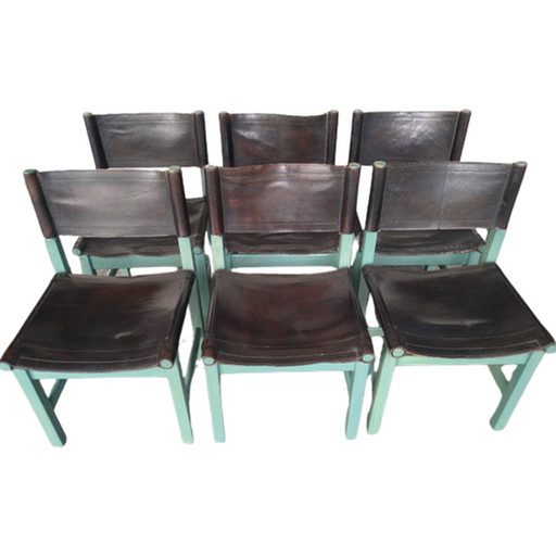 6X Vintage Eettafel Stoelen