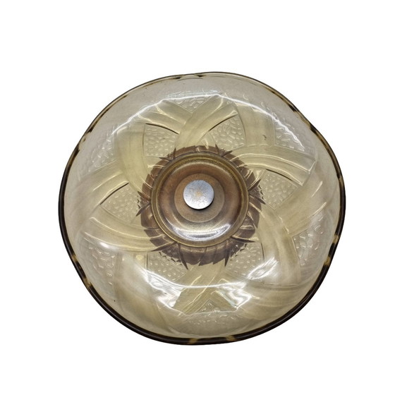 Image 1 of Art Deco Schaal Geel Op Voet