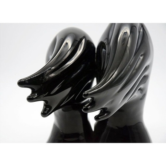 Image 1 of Vintage sculptuur in massief zwart glas van Sergio Rossi-Murano 1970