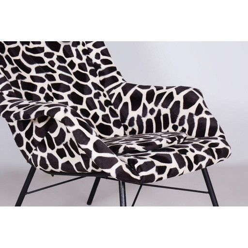 Vintage stoffen wingback fauteuil van Miroslav Navratil, Tsjecho-Slowakije 1950