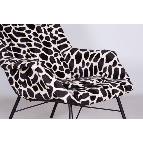 Image 1 of Vintage stoffen wingback fauteuil van Miroslav Navratil, Tsjecho-Slowakije 1950