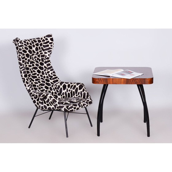 Image 1 of Vintage stoffen wingback fauteuil van Miroslav Navratil, Tsjecho-Slowakije 1950