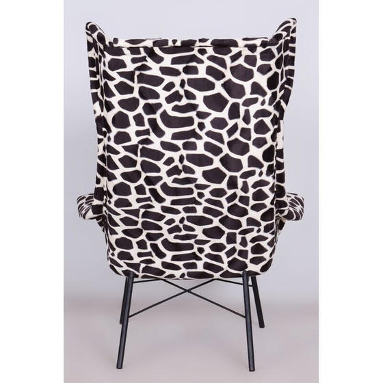 Image 1 of Vintage stoffen wingback fauteuil van Miroslav Navratil, Tsjecho-Slowakije 1950