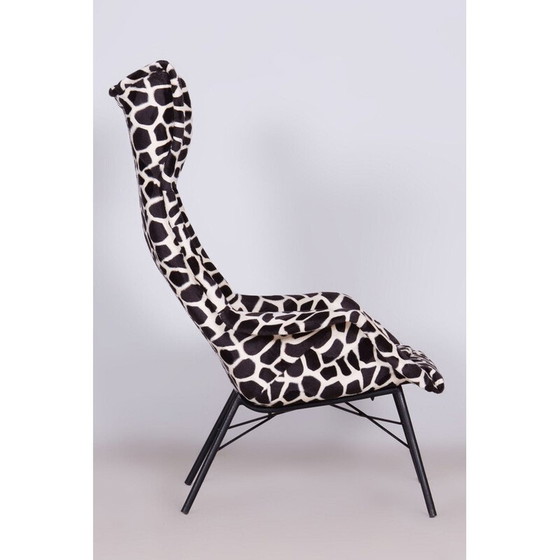 Image 1 of Vintage stoffen wingback fauteuil van Miroslav Navratil, Tsjecho-Slowakije 1950